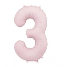 Цифра 3, Розовая, Матовая, (86 см)