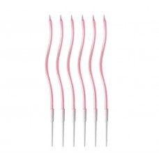 Sveces viļņainas, Pērļu rozā, 6 gab, (15cm)