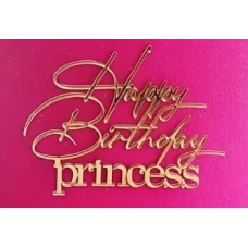 Topper, Happy Birthday princess, Zelts, (18 cm)