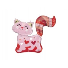 Розовый котик в сердечках, (78 см)