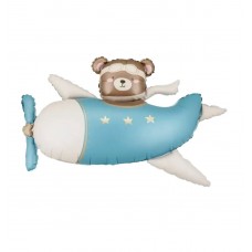 Lācītis lidmašīnā, Zils, (94x61 cm)