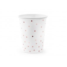 Glazes, Baltie ar rozā zelts punktiem, 6 gb, (260 ml)