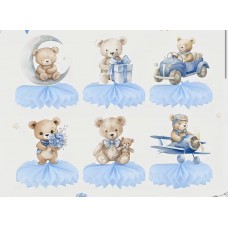 Декорация на стол, Мишки, Голубого цвета, 6 шт, (15 см)