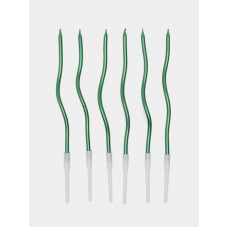 Sveces, Viļņainas, Zaļš, 6 gab, (15 cm)