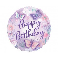 Круг, Happy Birthday, Бабочки, (43см)