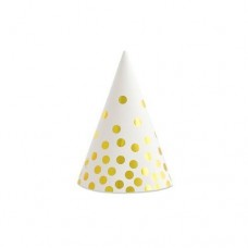 Papīra cepures, Balts ar zelta punktiņiem, (6 gb)