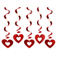 Гирлянда с сердцами, Красная, 5 шт, (60 см)