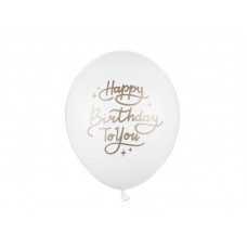 Lateksa balons, Happy Birthday To You, Balts, (30 cm)