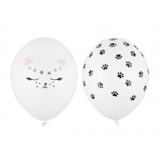Lateksa balons, Kaķis, Balts, (30 cm)