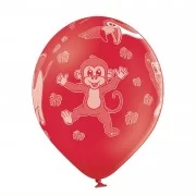 Lateksa balons ar zīmejumu, ZOO, Sarkans, (30 cm)