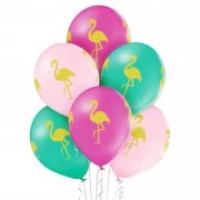 Lateksa balons ar zīmejumu, Flamingo, (30 cm)