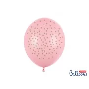 Lateksa balons ar zīmejumu, Gaiši rozā ar zelta punktiņiem, (30 cm)