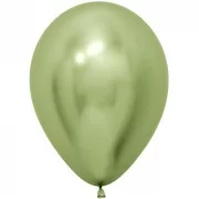 Lateksa balons, Spoguļa spīdums, Zaļš, Hrom, (30 cm)