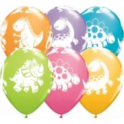 Lateksa balons ar zīmejumu, Dinozauri, Pasteļ, (30 cm)