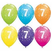 Lateksa balons ar zīmejumu, Cipars 7, Daudzkrāsains. (30 cm)