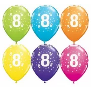 Lateksa balons ar zīmejumu, Cipars 8, Daudzkrāsains. (30 cm)