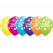 Lateksa balons ar zīmejumu, Happy Birthday, Daudzkrāsains., (30 cm)